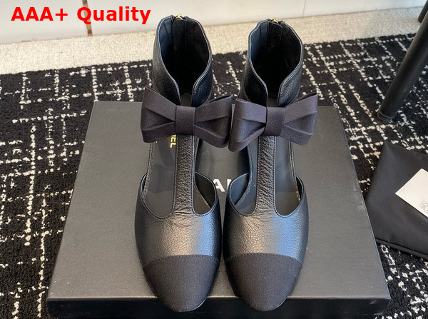 Chanel Mary Janes Black Garined Calfskin Replica