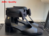 Chanel Mary Janes Black Garined Calfskin Replica