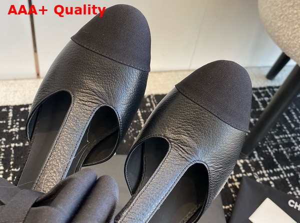 Chanel Mary Janes Black Garined Calfskin Replica