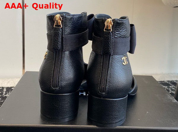 Chanel Mary Janes Black Garined Calfskin Replica