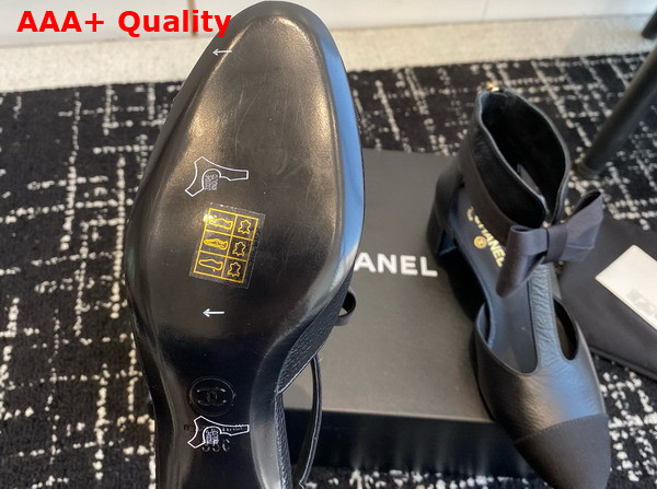 Chanel Mary Janes Black Garined Calfskin Replica