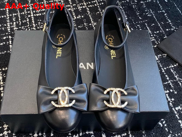 Chanel Mary Janes Black Lambskin Strass and Metal Ref G46022 Replica