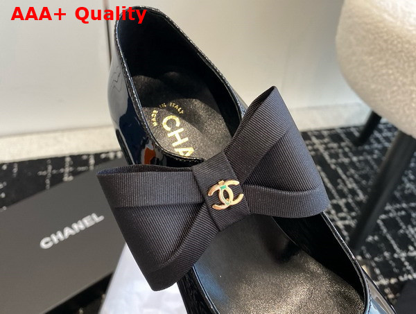 Chanel Mary Janes Black Patent Calfskin and Grosgrain G45356 Replica