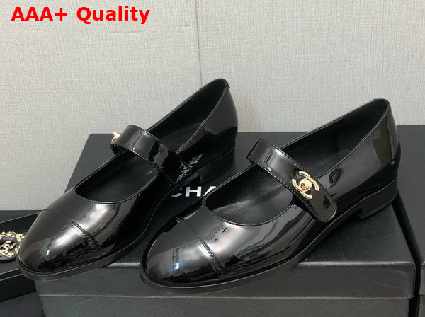 Chanel Mary Janes Calfskin and Patent Calfskin Black Ref G45280 Replica