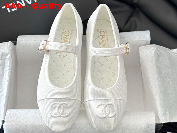 Chanel Mary Janes Cotton and Silk White Ref G45503 Replica