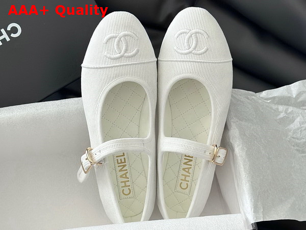 Chanel Mary Janes Cotton and Silk White Ref G45503 Replica