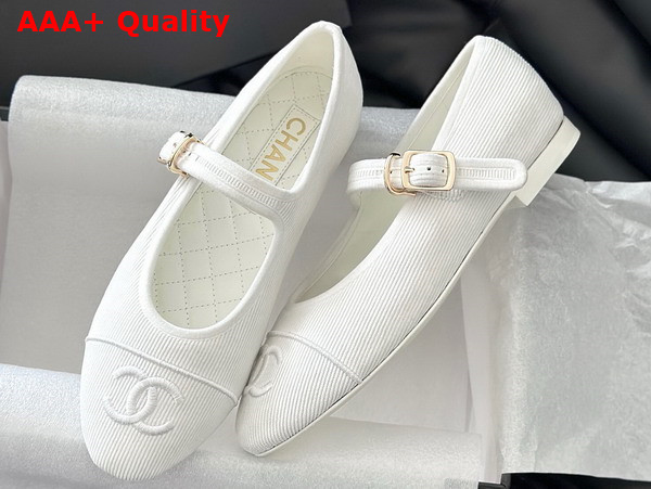 Chanel Mary Janes Cotton and Silk White Ref G45503 Replica