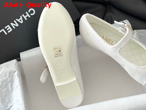 Chanel Mary Janes Cotton and Silk White Ref G45503 Replica