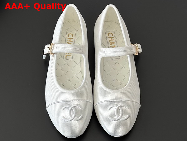 Chanel Mary Janes Cotton and Silk White Ref G45503 Replica