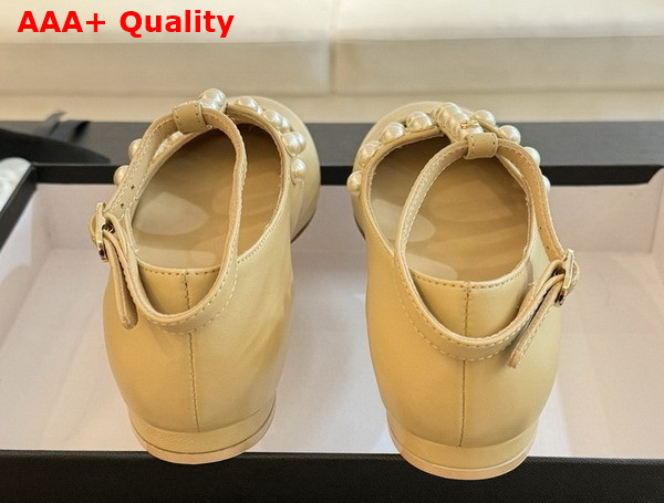 Chanel Mary Janes Goatskin Imitation Pearls Beige G45752 Replica