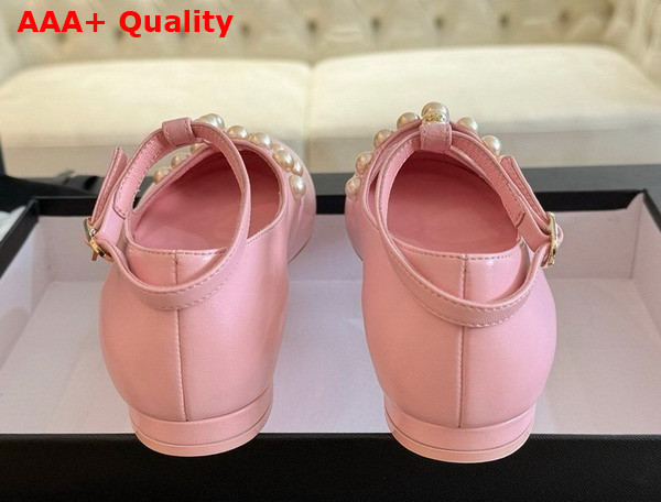 Chanel Mary Janes Goatskin Imitation Pearls Pink G45752 Replica