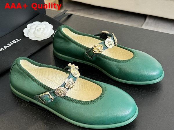 Chanel Mary Janes Green Lambskin G45778 Replica