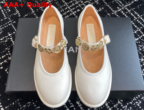 Chanel Mary Janes Lambskin White G45778 Replica