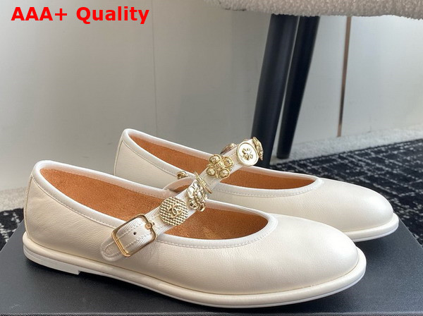 Chanel Mary Janes Lambskin White G45778 Replica