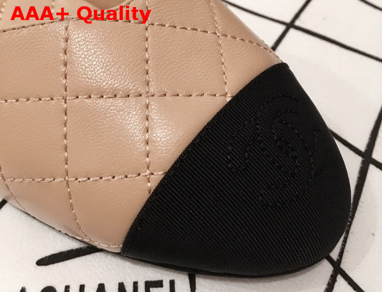 Chanel Mary Janes Lambskin and Grosgrain Beige and Black G36048 Replica