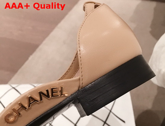 Chanel Mary Janes Lambskin and Grosgrain Beige and Black G36048 Replica