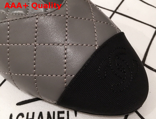 Chanel Mary Janes Lambskin and Grosgrain Gray and Black G36048 Replica