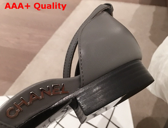 Chanel Mary Janes Lambskin and Grosgrain Gray and Black G36048 Replica