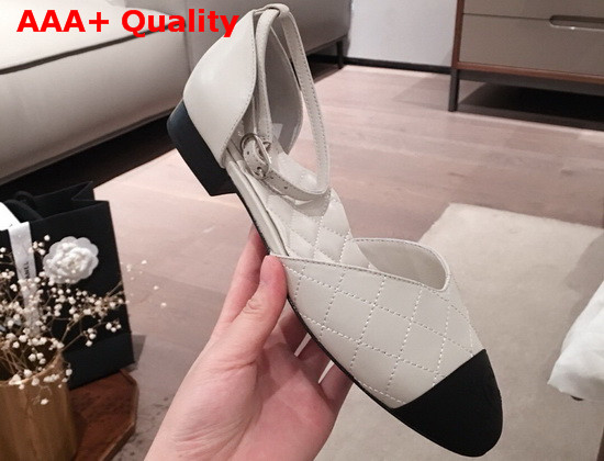 Chanel Mary Janes Lambskin and Grosgrain Light Gray and Black G36048 Replica