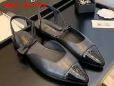 Chanel Mary Janes Laminated Lambskin and Grosgrain Black G36361 Replica