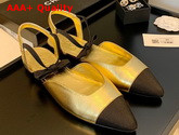 Chanel Mary Janes Laminated Lambskin and Grosgrain Gold and Black G36361 Replica