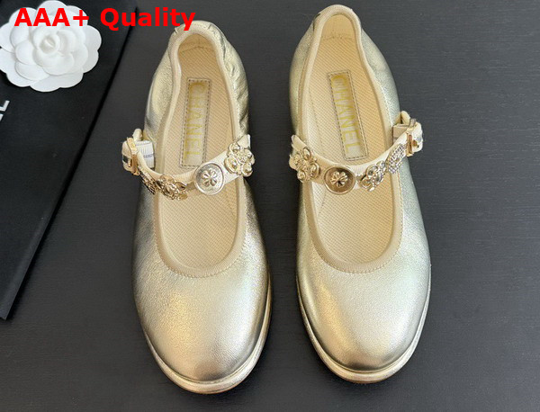 Chanel Mary Janes Light Gold Lambskin G45778 Replica