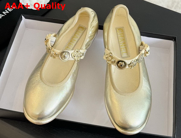 Chanel Mary Janes Light Gold Lambskin G45778 Replica