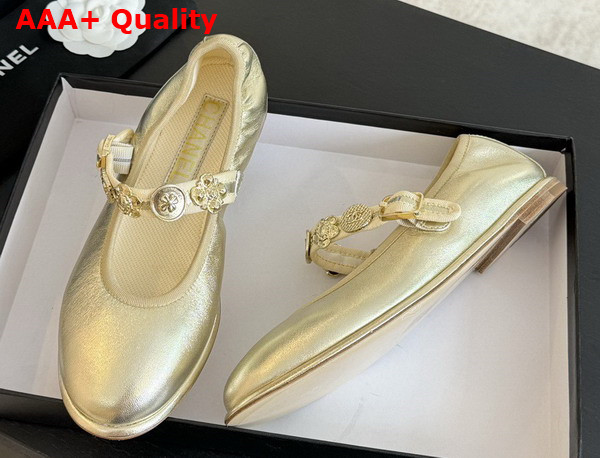 Chanel Mary Janes Light Gold Lambskin G45778 Replica