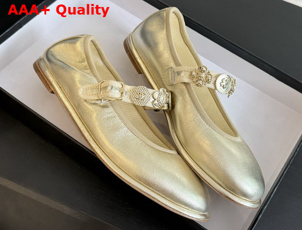 Chanel Mary Janes Light Gold Lambskin G45778 Replica