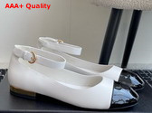 Chanel Mary Janes Pump in White Lambskin and Black Patent Calfskin Replica