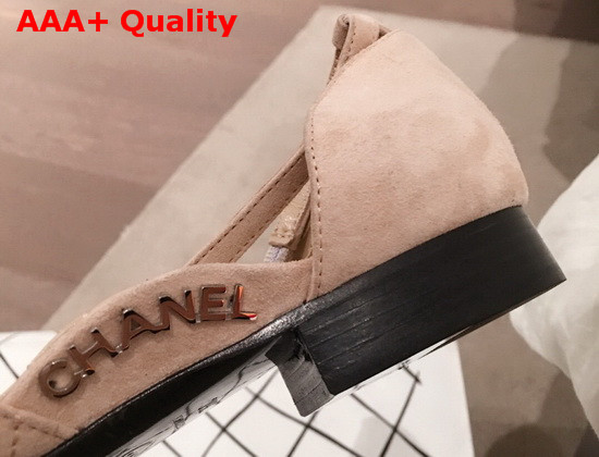 Chanel Mary Janes Suede Calfskin and Grosgrain Beige and Black G36048 Replica