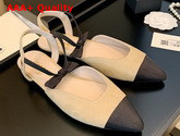 Chanel Mary Janes Suede Calfskin and Grosgrain Beige and Black G36361 Replica