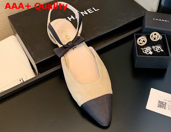 Chanel Mary Janes Suede Calfskin and Grosgrain Beige and Black G36361 Replica