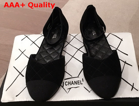 Chanel Mary Janes Suede Calfskin and Grosgrain Black G36048 Replica