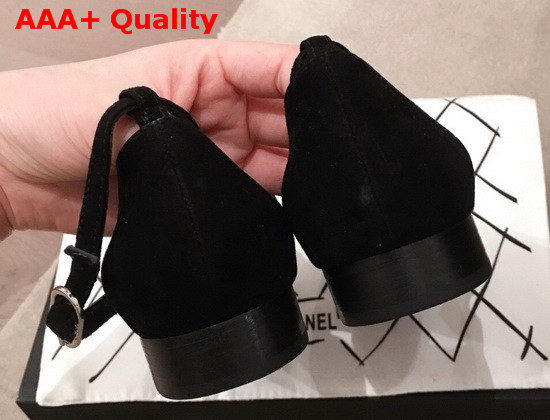 Chanel Mary Janes Suede Calfskin and Grosgrain Black G36048 Replica