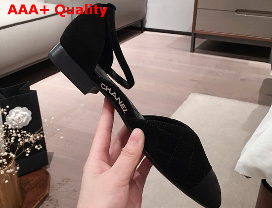 Chanel Mary Janes Suede Calfskin and Grosgrain Black G36048 Replica