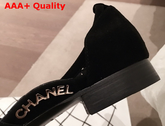 Chanel Mary Janes Suede Calfskin and Grosgrain Black G36048 Replica