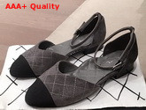 Chanel Mary Janes Suede Calfskin and Grosgrain Gray and Black G36048 Replica