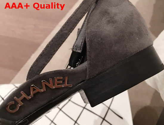 Chanel Mary Janes Suede Calfskin and Grosgrain Gray and Black G36048 Replica