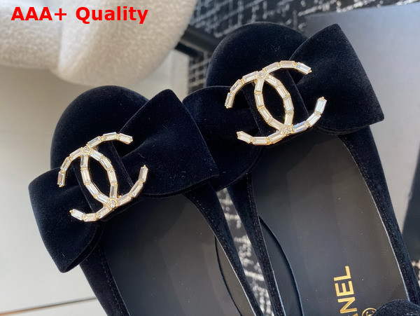 Chanel Mary Janes Velvet Strass and Metal Black Ref G46022 Replica