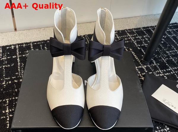 Chanel Mary Janes White Garined Calfskin Replica