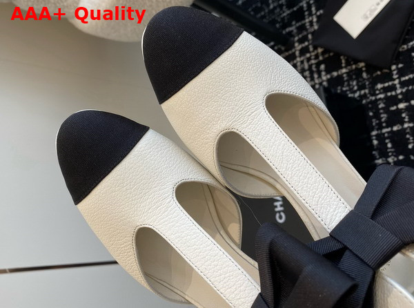 Chanel Mary Janes White Garined Calfskin Replica