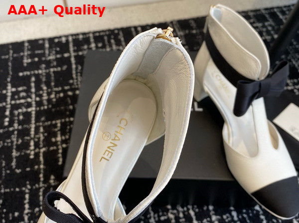 Chanel Mary Janes White Garined Calfskin Replica