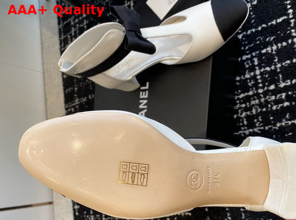 Chanel Mary Janes White Garined Calfskin Replica