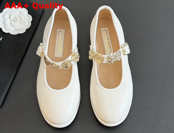 Chanel Mary Janes White Lambskin G45778 Replica