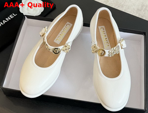 Chanel Mary Janes White Lambskin G45778 Replica