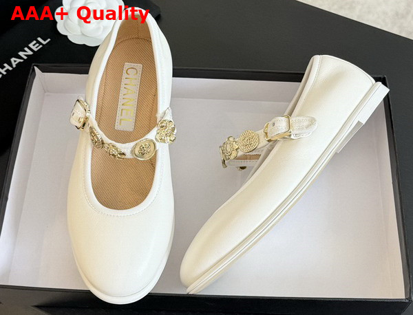 Chanel Mary Janes White Lambskin G45778 Replica