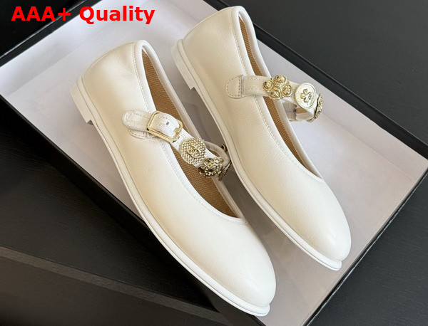 Chanel Mary Janes White Lambskin G45778 Replica