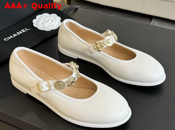 Chanel Mary Janes White Lambskin G45778 Replica