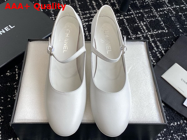 Chanel Mary Janes White Lambskin Ref G45473 Replica